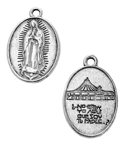 Abalorio Medalla Virgen De Guadalupe 1.5x2.3cm Plateado, 50p