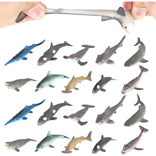 Tiburón Toy Figura, 20 Pack De Goma Conjunto De Pa4g2