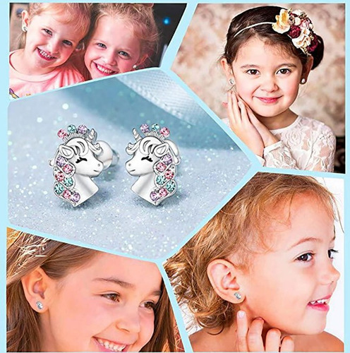 Sjx Set Unicornio Collar Dije Pulsera Aretes Y Anillo