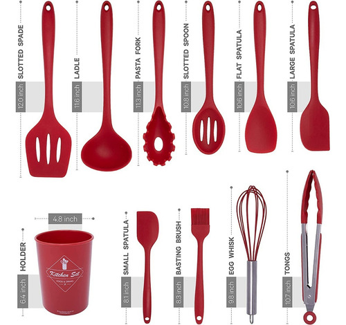 10 Pcs Utensilios De Cocina De Silicona Juego Antiadherente