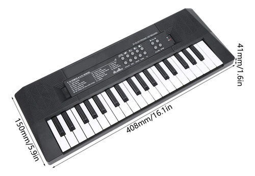 Piano Eléctrico Recargable De 37 Teclas Para Niños Negro Y Blanco
