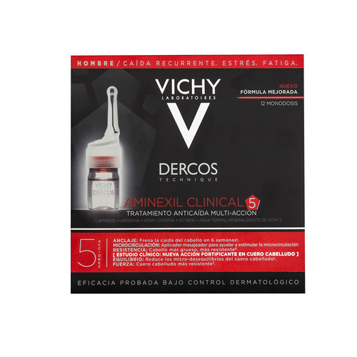 Dercos Aminexil Clinical 5 Vichy Hombre X12 Ampollas 72ml