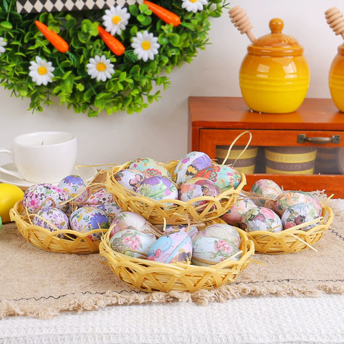 . Colgante Con Forma De Huevo De Pascua, Cesta Tejida,