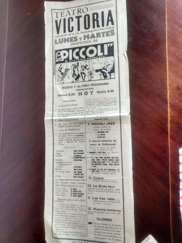 Antiguo Afiche Del Teatro Victoria Viña Del Mar 1940(a3