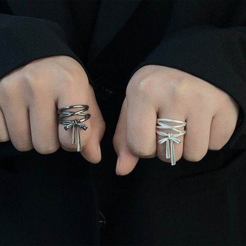 Anillos Geométricos De Plata Con Forma De Lazo Con Forma De