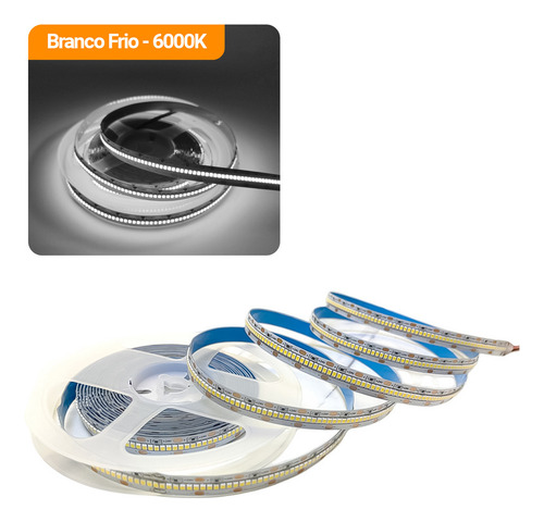 Fita Super Led 12v Smd 1812 528led/m 10mm 5m Ip20 Cor Da Luz Branco Frio 7000k