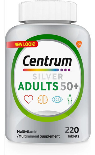 Centrum Silver Adults 50+ P/ Homens E Mulheres 220 Tabletes Sabor Sem Sabor