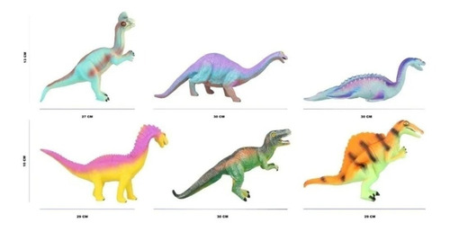 Imagen 2 de 9 de Dinosaurio De Juguete Set De 6 Dinosaurios De Goma 30cm