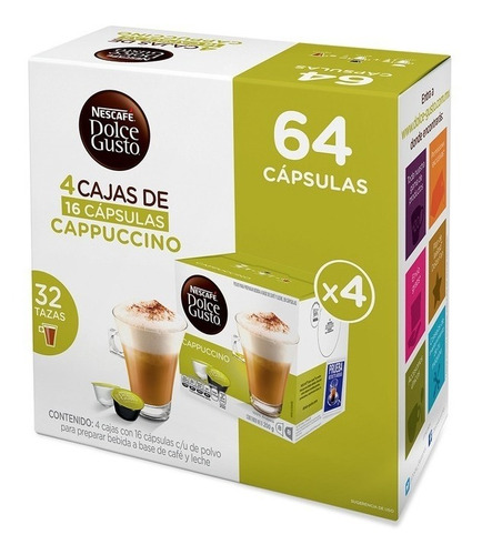 2 Pack Nescafé Dolce Gusto 128 Cápsulas Sabor Cappuccino