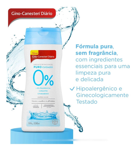 Sabonete Íntimo Diário Gel Puro Cuidado 200ml Gino-canesten
