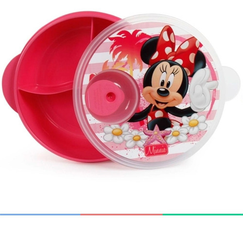Prato Com Divisória E Tampa Para Microondas Minnie Babygo C