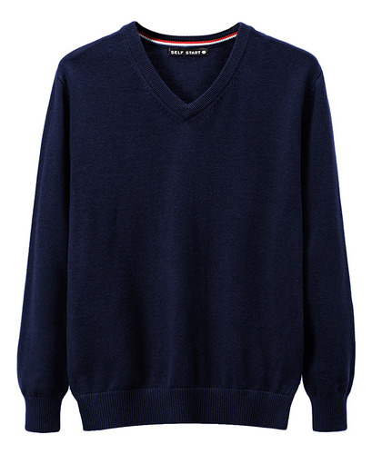 Suéter Hombre De Punto Moda Casual Cuello En V 100% Algodón