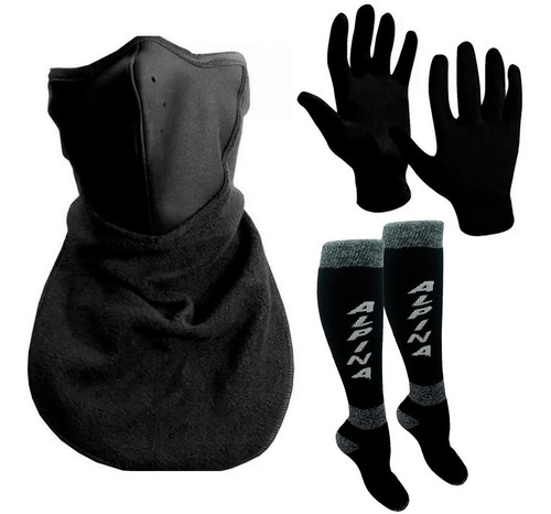 Kit Guantes 1ra Piel + Medias Caña Alta + Cuello Pechera Cuo