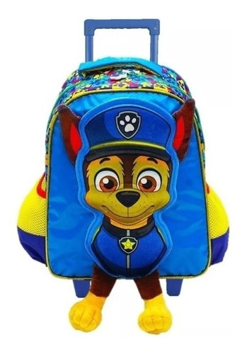 Mochila Chase Paw Patrol Kinder Con Carro Tz173 Color Azul
