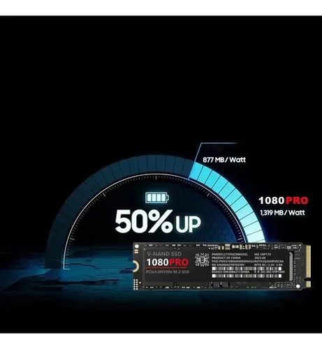 Disco rígido sólido SSD 1080 Pro Nvme 2 Tb 2 Tb Mbps Pcle 4.0, cor preta