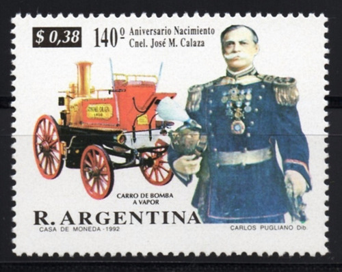 Argentina 1992 Gj 2616** Mint Carro Bomberos Cnel. Calaza A