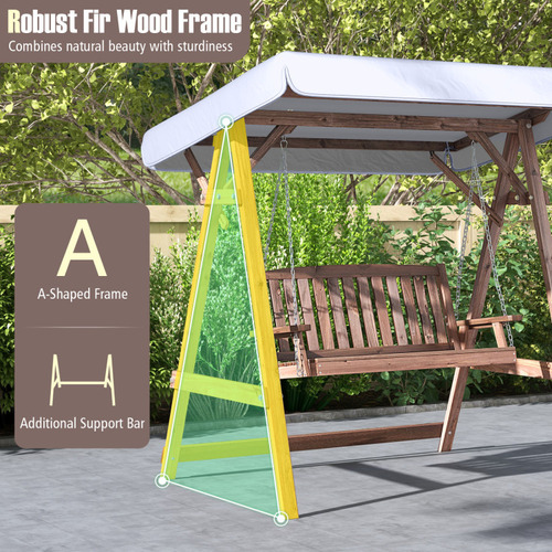 Silla Columpio De Madera De Abeto Y Toldo Marron Gpl