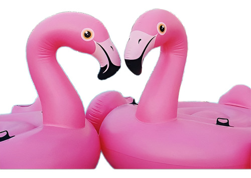 Set 2 Flotador Flamingo Rosa Inflable + 2 Portabebidas