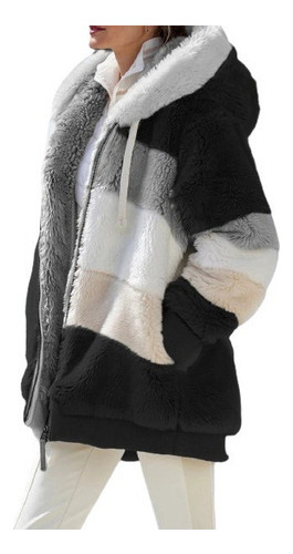 Chaqueta Polar Holgada Con Capucha Para Mujer