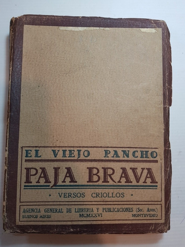 Antiguo Libro Paja Brava Versos Criollos 1926 47n 104