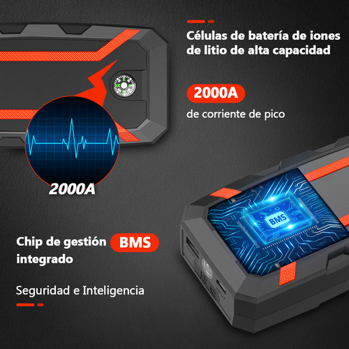 Himicar Starter TK-2000A 15.2 A 12V/24V arrancador de bateria portatil rojo