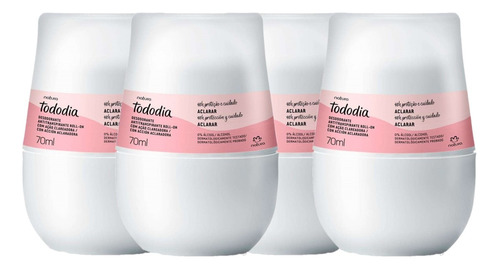 4 X Desodorante Roll-on Aclarar Tododia Natura 70ml