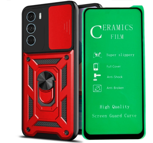 Estuche Antichoque + Vidrio Ceram Para Motorola Moto G200 5g