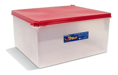 Contenedor De Alimentos Caja Plástica Hermetica Colombraro Color Transparente Tapa Roja