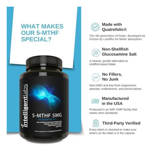 Intelligent Labs 5-mthf Metilfolato 5mg 60 Cápsulas