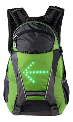 Mochila Con Señalero Led Y Control Ideal Para Bicicletas Color Verde Musgo Diseño De La Tela Liso