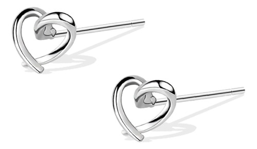 Edil Fantas Silver Hollow Heart Pendientes Para Mujer Chica 