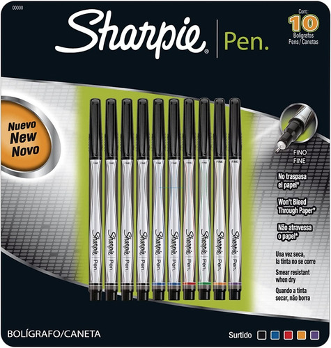 Sharpie Bolígrafos Pen Tarjeta De 10 Surtido