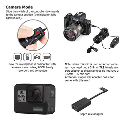 Micrófono Lavalier De Solapa Con Clip Lav Para Sony Zv-1f Zv