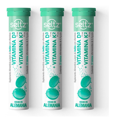 Vitamina D3 + K2 Seltz 3 Pack Tabletas Efervescentes