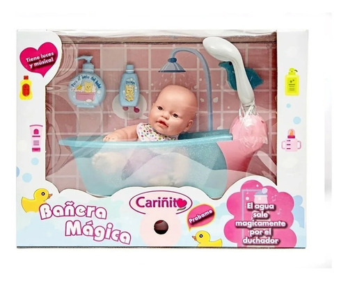 Muñeca Cariñito Bañera Mágica 30cm Con Luces Y Música 