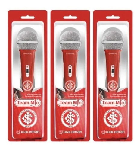 Kit 3 Microfone Waldman Time Internacional Vermelho Com Fio