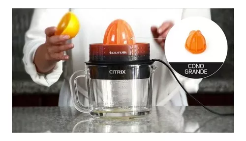 TAURUS CITRIX | Exprimidor de Cítricos | ÚNICO con Jarra de Vidrio de 1  Litro | Exprimidor de Naranjas | Filtro para Bagazo de 3 niveles | Doble