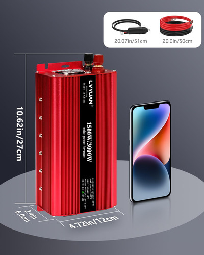 Inversor De Potencia Para Automóvil Lvyuan 1500w 12v A 110v