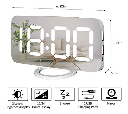 Reloj Despertador Digital Miowachi, Reloj Led Grande Con Esp