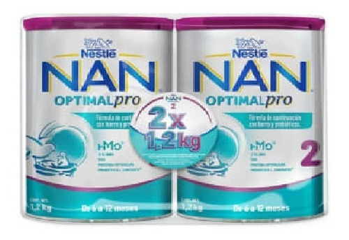 Fórmula Infantil Nan 2 Optimal Pro Leche (2 Latas 1.2kg C/u)
