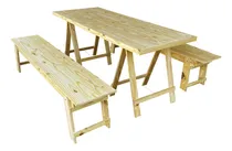 Comprar Mesa 2 Mts Con 2 Bancos Plegable Pino Quincho Tablon Macizo