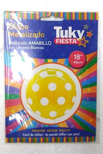 Globo Metalizado Redondo Color A Lunares 18'' Tuky - 5 Soles