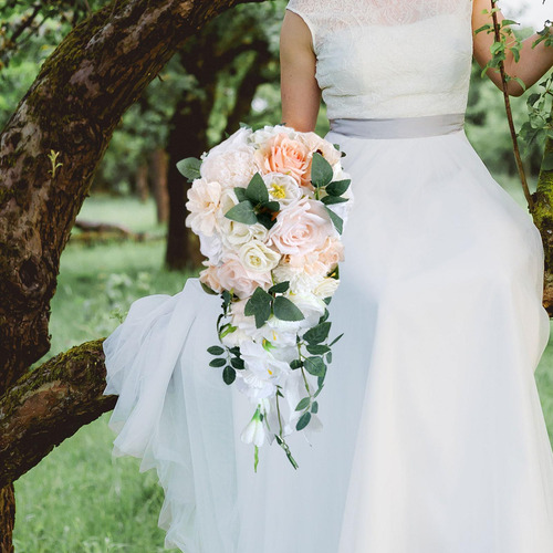 Ramo De Novia De Boda, Flores De Rosas Artificiales De