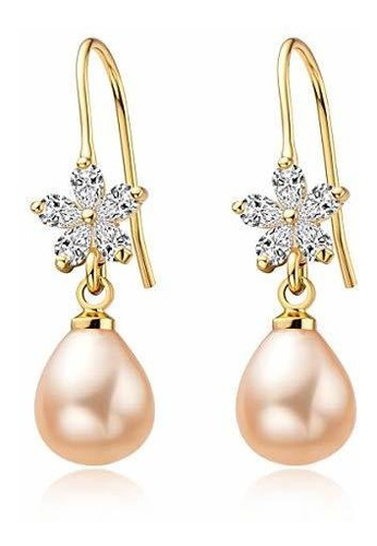 Pearl Dangle Drop Hook Earrings Freshwater Cultured Pearl Fl