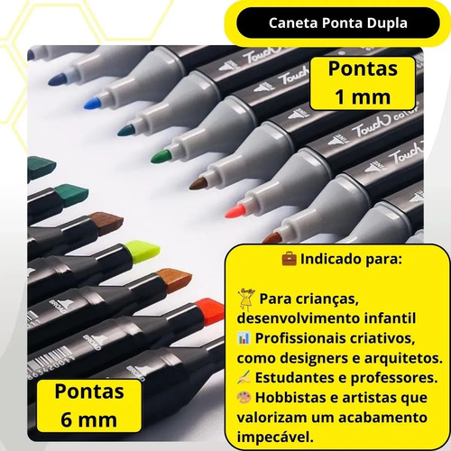 C Estojo Canetinhas Marcadoras Ponta Dupla 168 Cores A