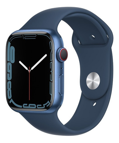 Apple Watch Series 7 (GPS + Cellular, 45mm) - Caixa de alumínio azul - Pulseira esportiva azul-abissal