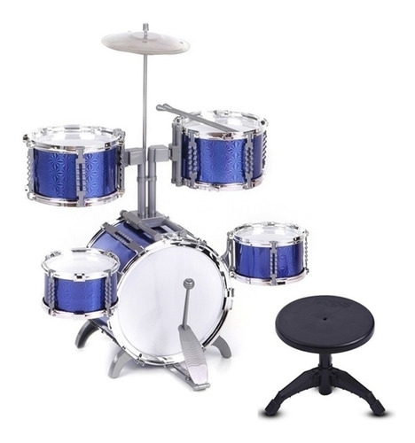 Bateria Musical Infantil 12 Peças Brinquedo Pedal E Banqueta