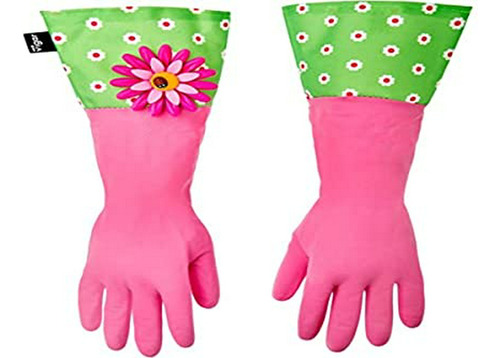 Los Guantes De Látex Rosa Vigar De Larga Flower Power Motif 