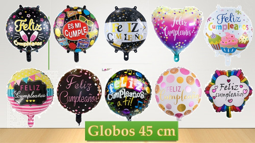 Pack 24 Globos Metálicos Con Varillas Feliz Cumpleaños