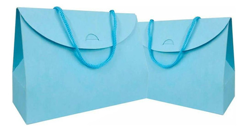 Sacola De Papel Bolsa Com Alça Média Coloridas 50 Unidades. Cor Azul Bebê